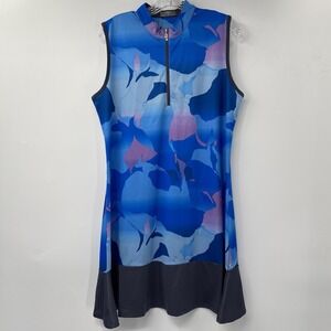 Callaway Golf Dress Womens Medium Blue Sea Star Floral Opti-Dri UPF 50 NWT